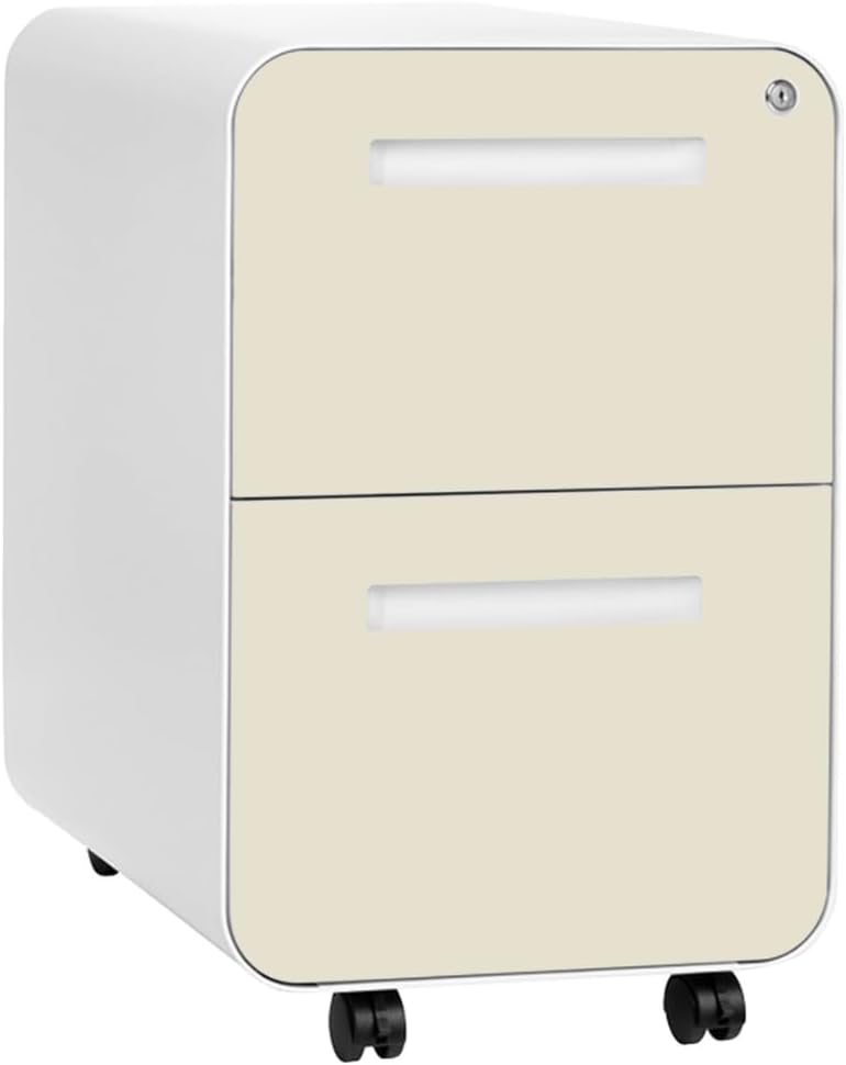 2 Drawer Mobile File Cabinet with Lock - Under Desk Metal Filing Cabinet