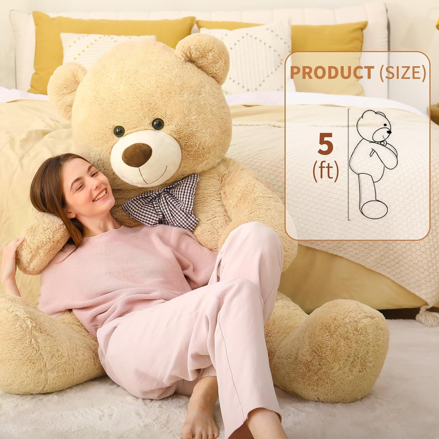 Giant Teddy Bear Stuffed Animals, Light Brown