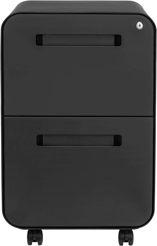 2 Drawer Mobile File Cabinet with Lock - Under Desk Metal Filing Cabinet